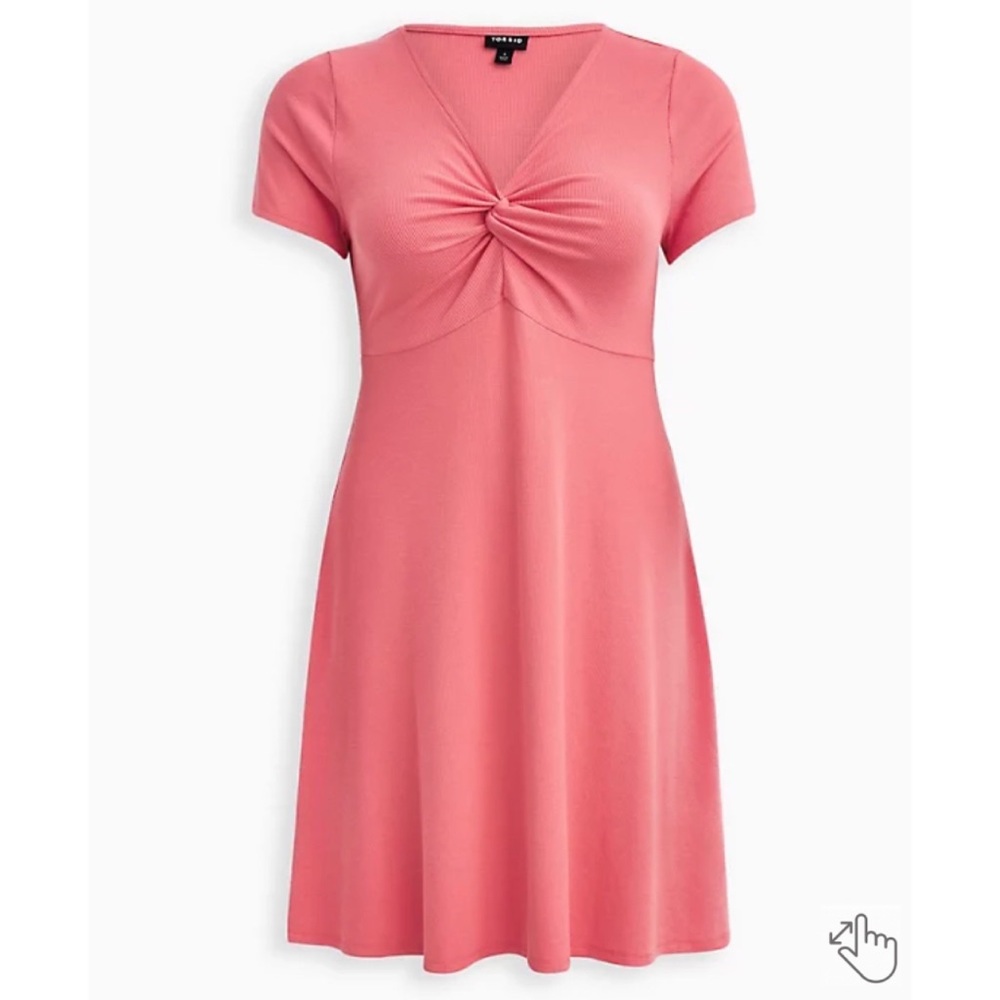 NEW Torrid 3 Twist Front Ribbed Skater Dress - Coral